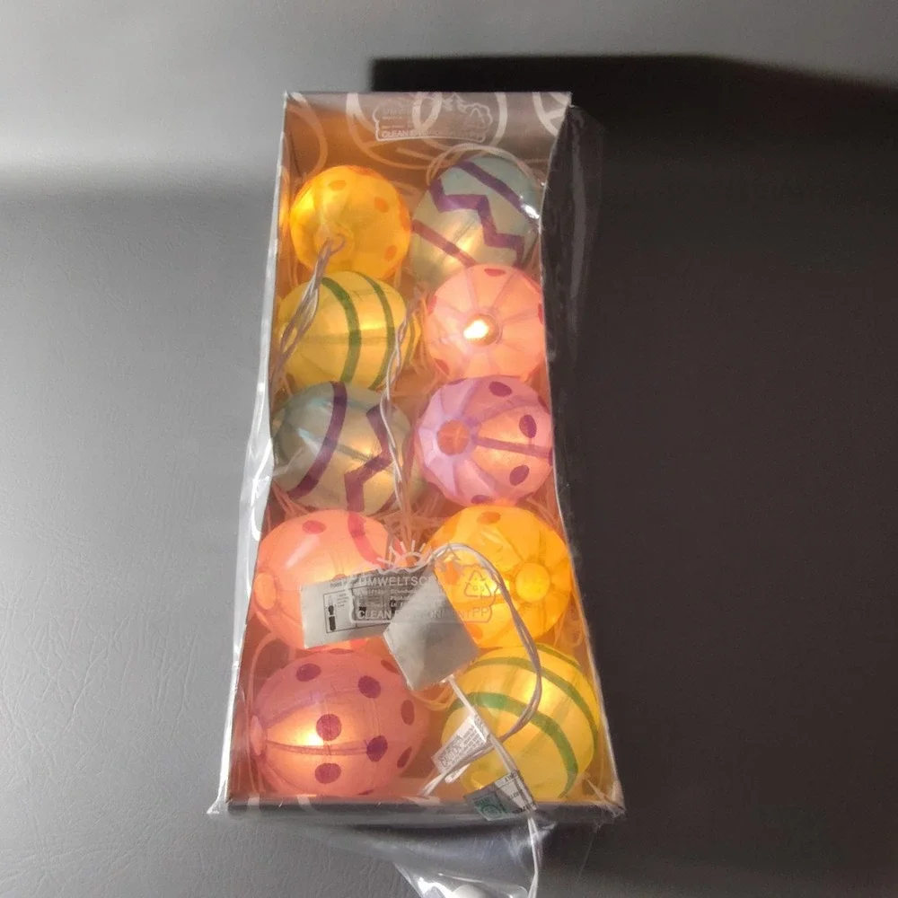 Department 56 Easter Egg String Of Lights Paper Egg Lanterns Set of 10 USED READ